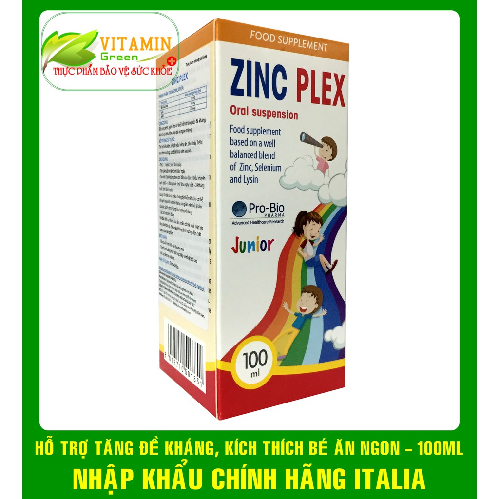 ZINC PLEX BỔ XUNG KẼM, LYSIN, SELEN GIÚP BÉ TĂNG ĐỀ KHÁNG, KÍCH THÍCH ĂN NGON 100ML | NHẬP KHẨU CHÍNH HÃNG ITALIA