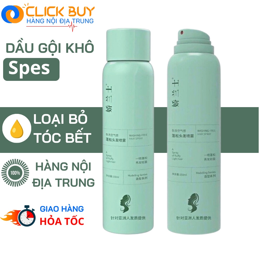 Xịt gội đầu khô Spes giúp tạo phồng không dầu không bết dính 150ml