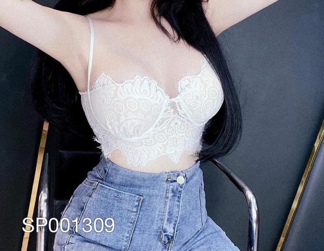 Áo cúp ngực 2 dây ren croptop