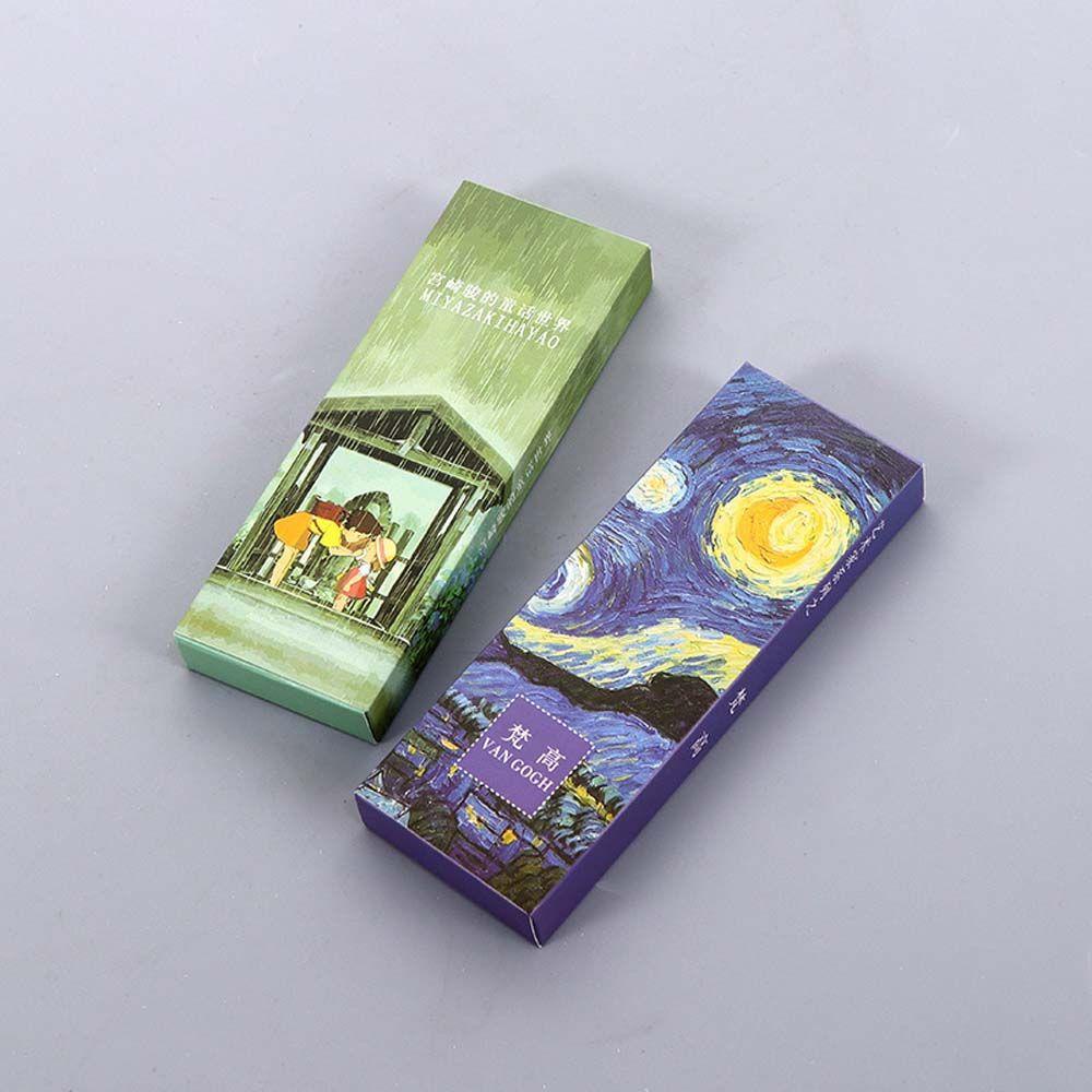 Set 30 Thẻ Đánh Dấu Trang Sách Hình Tranh Sơn Dầu Van Gogh Dùng Làm Quà Tặng Cho Học Sinh