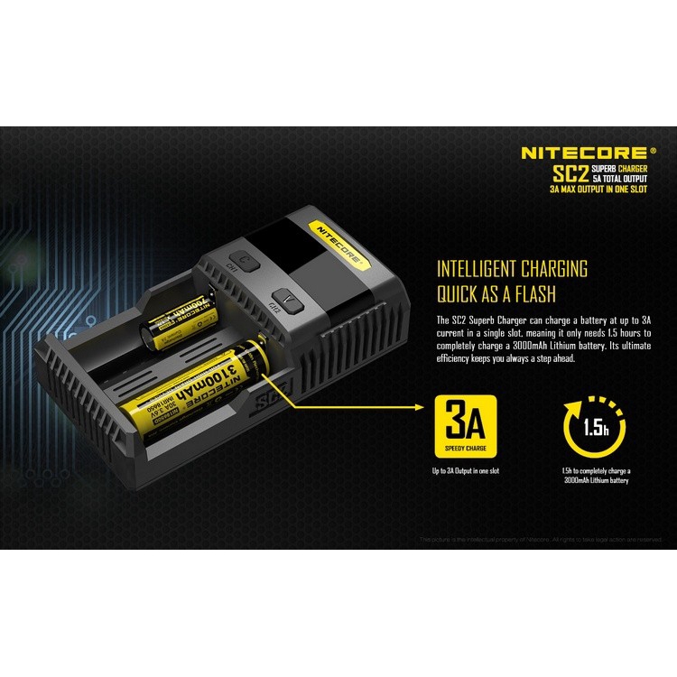 Bộ sạc thông minh siêu tốc Nitecore Sc2 3a