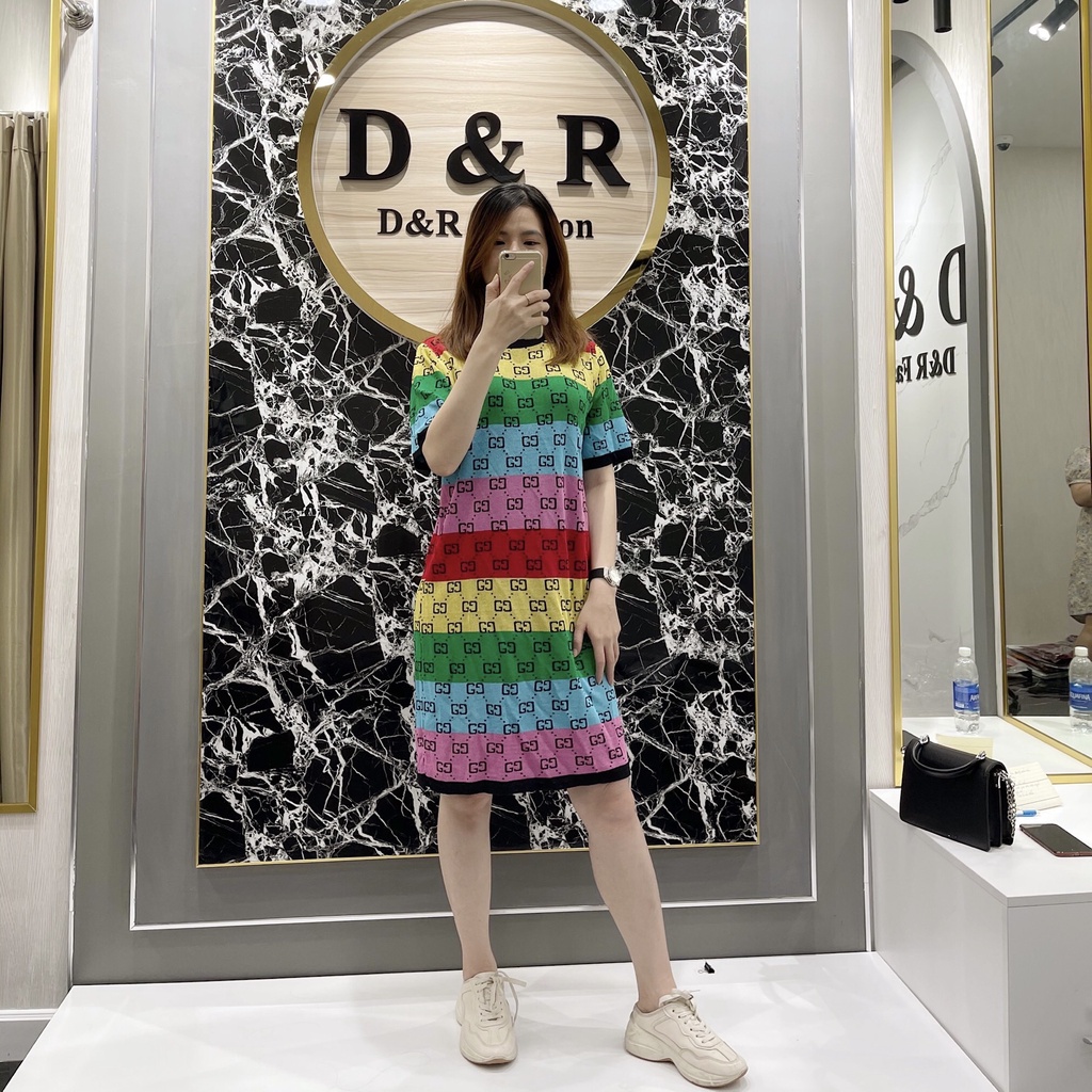 Thời trang len hàng quảng châu kiểu đầm len họa tiết siêu đẹp hàng nhập chính hàng DR Fashion cao cấ