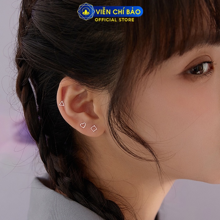 Bông tai bạc nữ hình học đa giác chất liệu bạc S925 thời trang phụ kiện trang sức nữ Viễn Chí Bảo B400088
