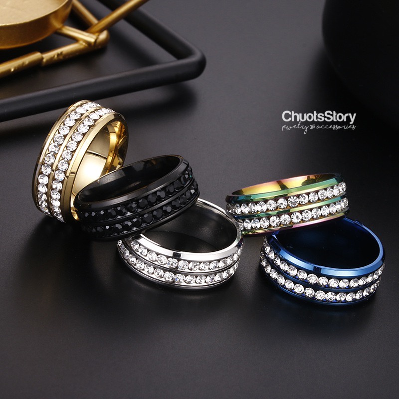 Nhẫn titan thời trang không gỉ nhiều mẫu, nhẫn nam nữ unisex cá tính - ChuotsStory 2-7