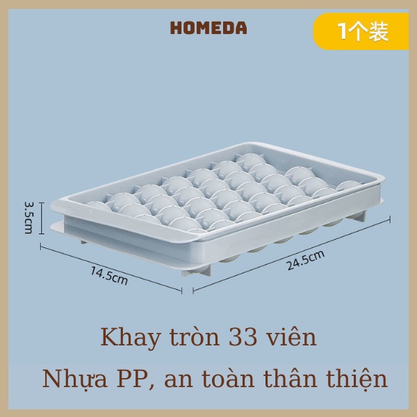 Khay làm đá 33 viên bi tròn, khay làm thạch rau câu, khuôn làm đá dễ thương tiện dụng nhà bếp HOMEDA