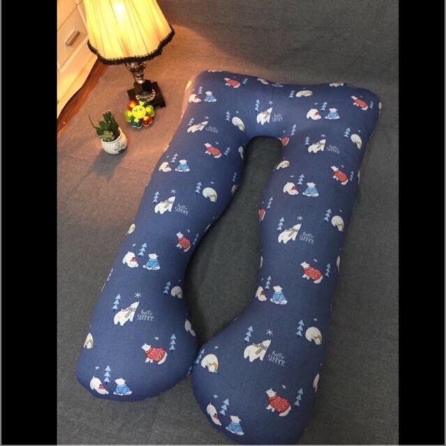 Gối ôm bà bầu hình chữ u, có vải cotton và nỉ nhung