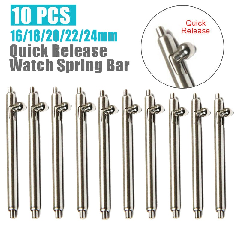 Uieepgp Quick Release Watch Strap Spring Bars Pins 10x 16/18/20/22/24mm Repair Tool