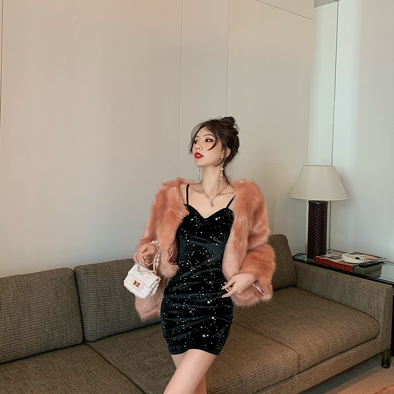 🌸Hàng Order🌸Váy Nhung Body 2 Dây Sexy Lấp Lánh 🌸Hàng Quảng Châu