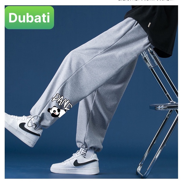 QUẦN JOGGER NAM NỮ UNISEX CHẤT NỈ DÀY DA CÁ ỐNG SUÔNG RỘNG  IN HÌNH GẤU TRÚC PANDA RÚT DÂY PHONG CÁCH HOT TREND -DUBATI