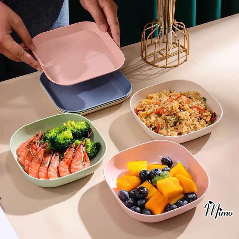 Đĩa đựng đồ ăn, trái cây, món tráng miệng, đĩa trái cây decor đẹp tiện lợi chất liệu lúa mạch thân thiện với môi trường