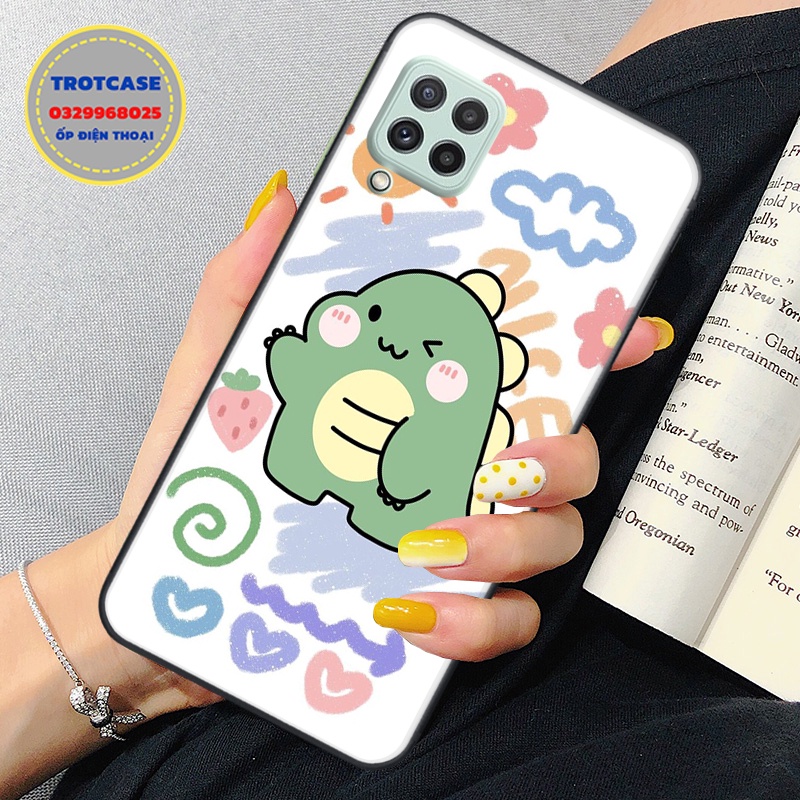 Ốp lưng điện thoại Samsung A22 4G - Samsung A22 5G - Samsung A12 - in hình chú khủng long dino xanh nhiều sắc thái