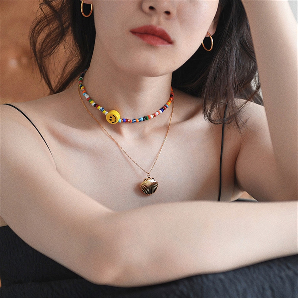 Vòng cổ choker chuỗi hạt màu cầu vồng thời trang cho nữ