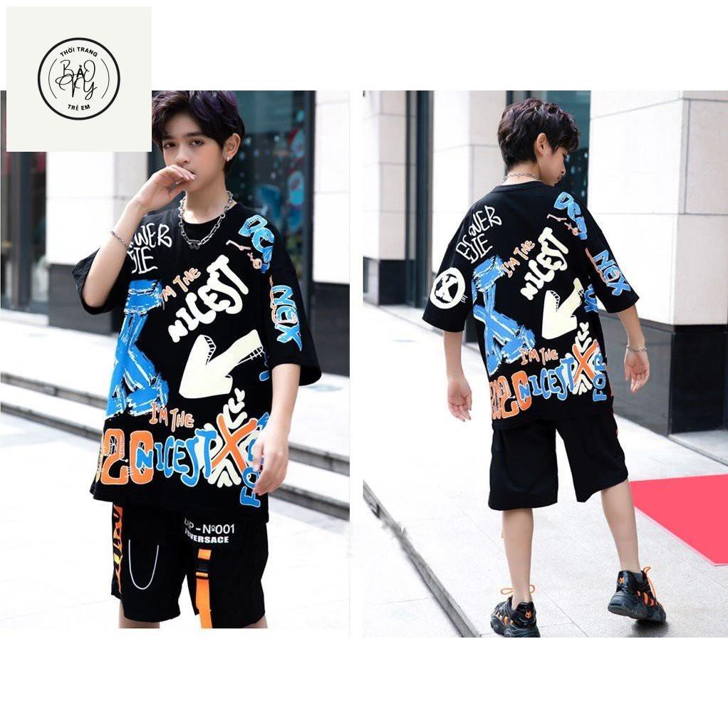 Đồ bộ bé trai, bé gái, bố mẹ mặc cùng nhau, kiểu dáng HipHop thun cotton ngắn tay - Quần áo trẻ em - Bảo Vy (210570)