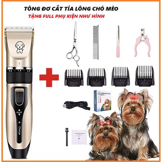 Tông đơ cắt lông chó mèo tặng full phụ kiện, tông đơ tỉa lông thú cưng nhập khẩu cao cấp