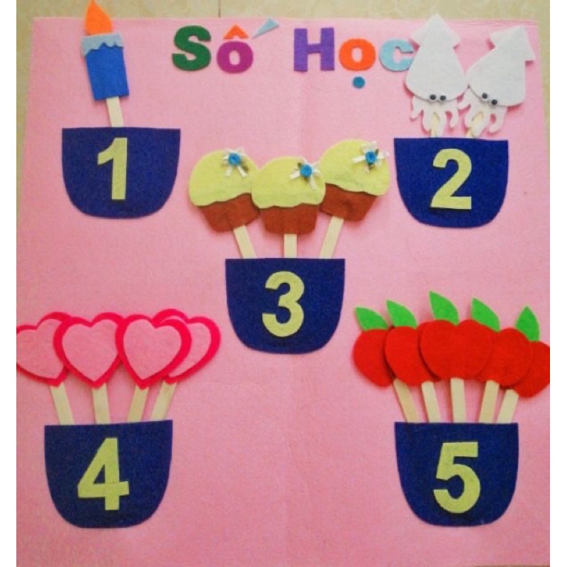 Bảng học số cho trẻ mẫu giáo handmade nhiều màu sắc