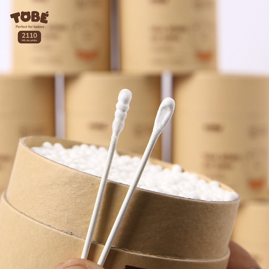 Bông tăm đầu nhỏ TOBE hộp giấy 400c/hộp