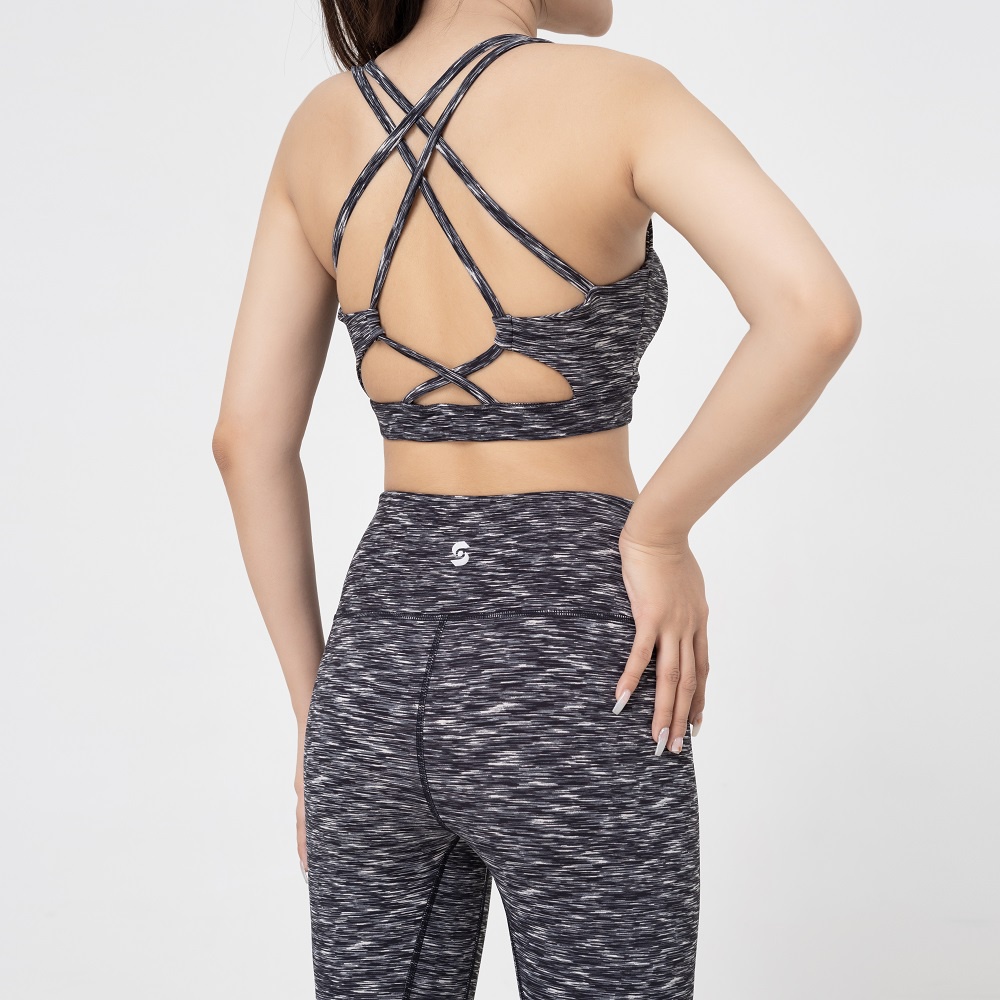 Bộ quần áo tập yoga gym aerobic nữ BAS bra 3 lớp chắc chắn phối legging cạp cao - S210513