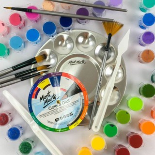 Khay Pha Màu Kim Loại Bạc 10 ô Tròn Mont Marte 17 cm