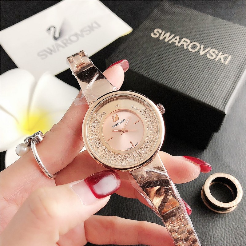 Đồng Hồ quartz Swarovski Swan S6894 Đính Đá Sang Trọng Cho Nam Nữ
