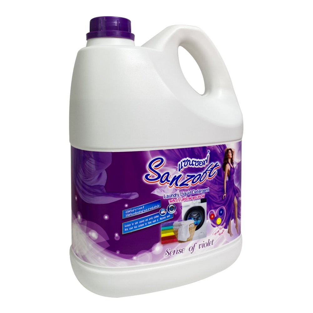 Giặt xả đậm đặc Thái Lan SANZOFT 3500ml hương nồng nàn hoa Violet - can trắng tím