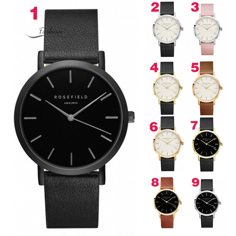 Men Women Simple Watches Analog Quartz Watch PU Leather Strap Casual Wristwatch @vn