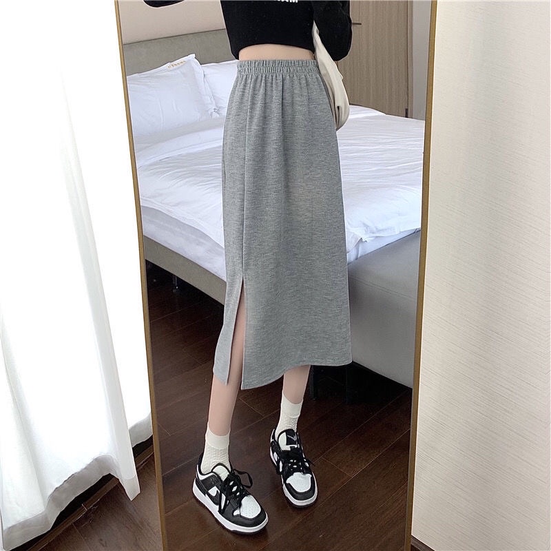 Chân váy midi xẻ tà dài lưng cao, Chân váy dài ulzzang công sở M825 | BigBuy360 - bigbuy360.vn
