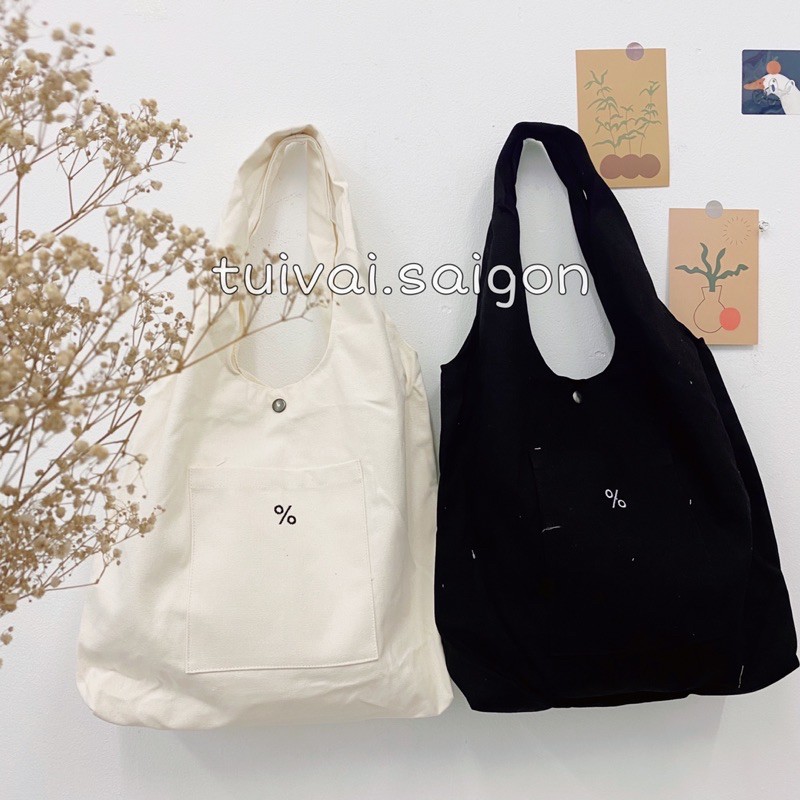 ẢNH THẬT Túi tote túi vải canvas quai liền basic