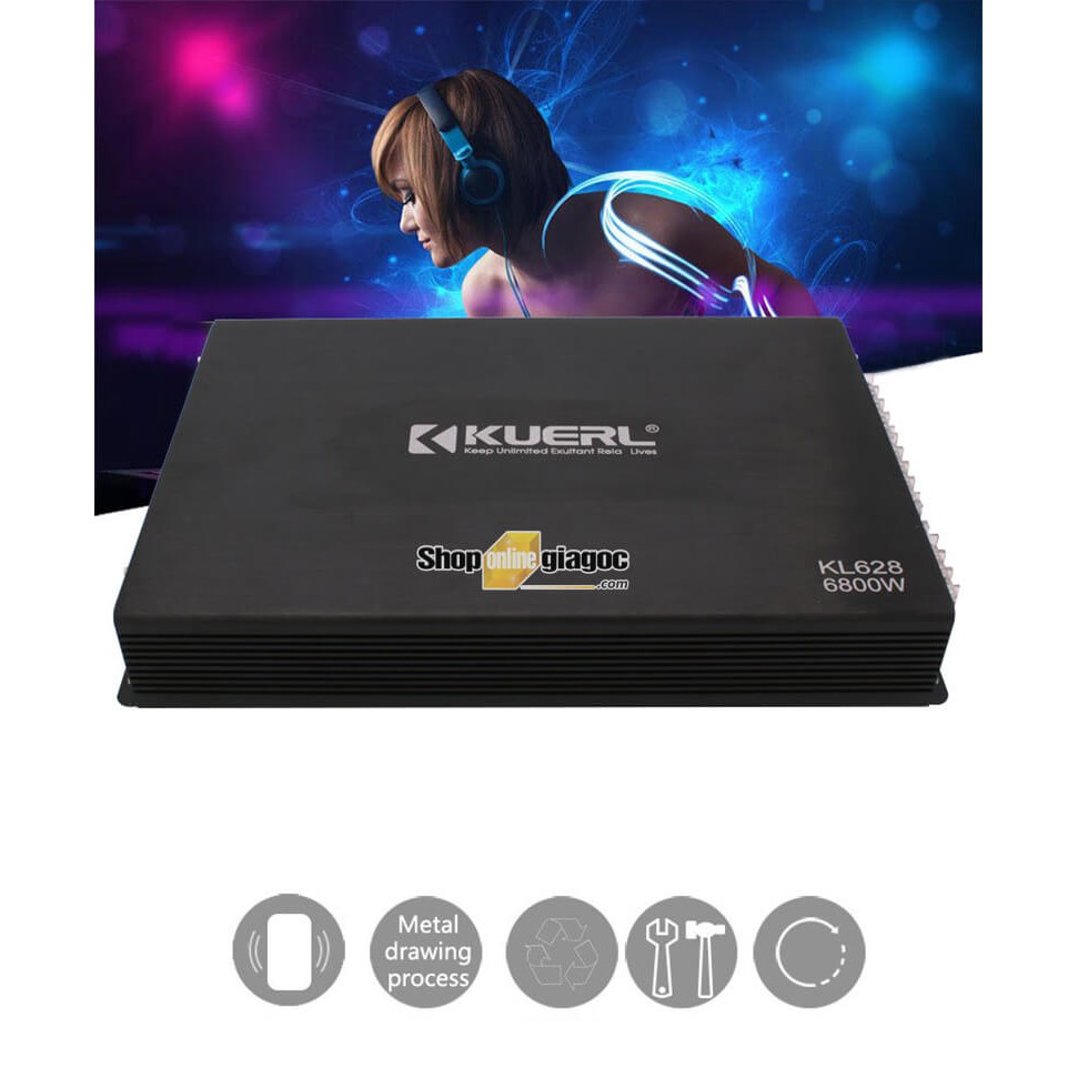 Bộ Khuếch Đại Âm Thanh Ô Tô 4 Kênh Kuerl 6800W KL628
