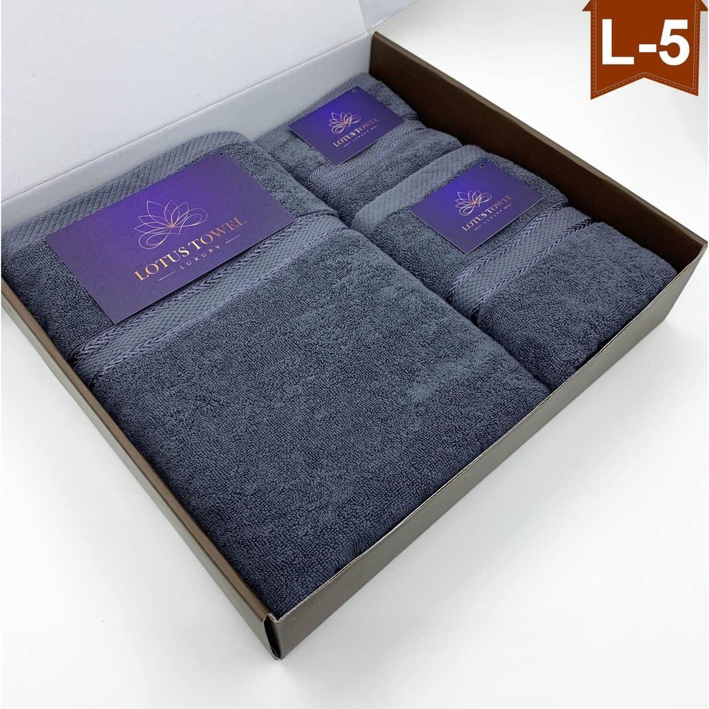 Khăn tắm siêu thấm nước kháng khuẩn EU - Lotus Towel 💖FULLBOX💖 Combo 3 chiếc nhiều kích cỡ cao cấp