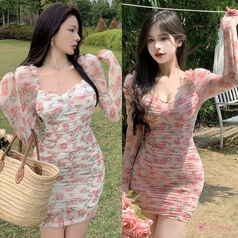 Đầm Trễ Vai Cổ Vuông Form Ôm Phong Cách Ngọt Ngào