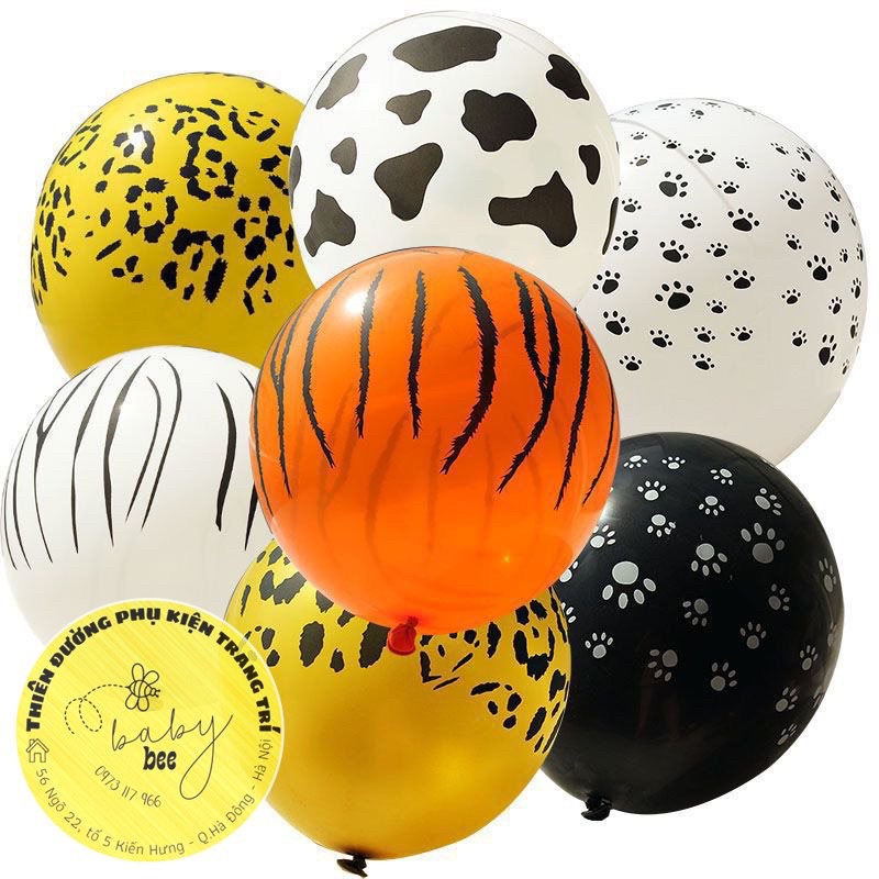 Set 5 Bóng Cao Su 12 inch Hoạ Tiết Da Báo, Ngựa Vằn, Hổ