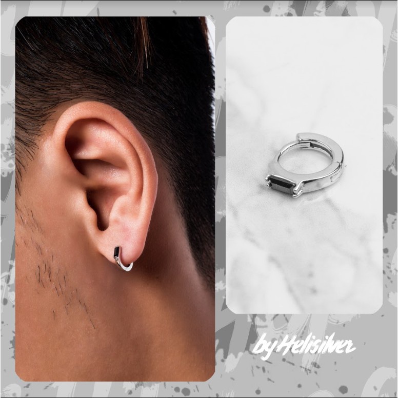 Khuyên tai bạc nam, nữ HeliSilver Minimal 8mm Ring KTB139