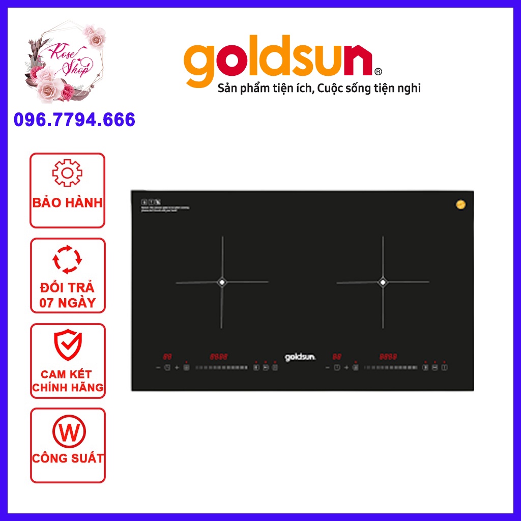 Bếp điện từ Goldsun GDI7440, Bếp từ đôi công suất 4000W bảo hành 24 tháng, lỗi đổi mới miễn phí trong 10 ngày mã GDI7440