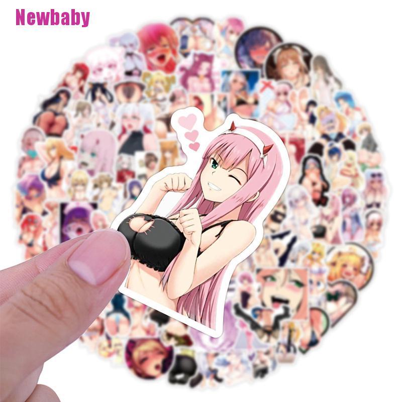 Bộ 100 Miếng Dán Hình Cô Gái Anime Trang Trí Ván Trượt / Laptop / Xe Máy DIY