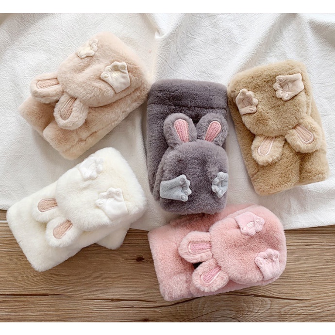 Găng tay lông nhung giữ ấm vào mùa đông phong cách hoạt hình Nhật Bản đáng yêu cho nữ