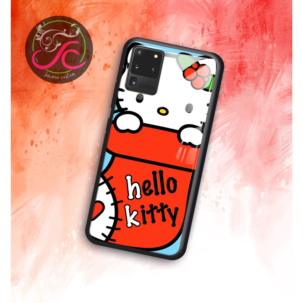 Lưng Ốp Điện Thoại Mặt Kính Hình Hello Kitty Cho Samsung J2prime G530prime A10 A20 A30 A20s A50 A50s A21s A01 A11 Jw1001