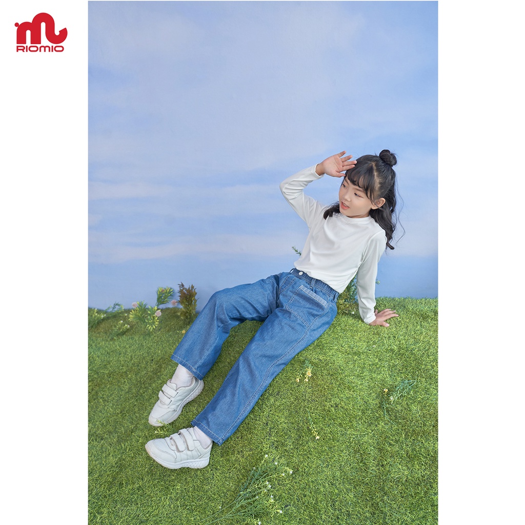 Quần jean cho bé gái 5-12 tuổi size 20-50kg ống suông RIOMIO đồng phục đi học đi chơi 100% cotton USA cao cấp - RO277