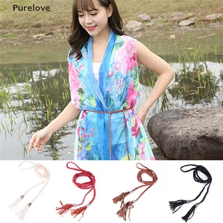 Thắt Lưng Da PU Bện Phối Tua Rua Đơn Giản Phong Cách Boho Cho Nữ