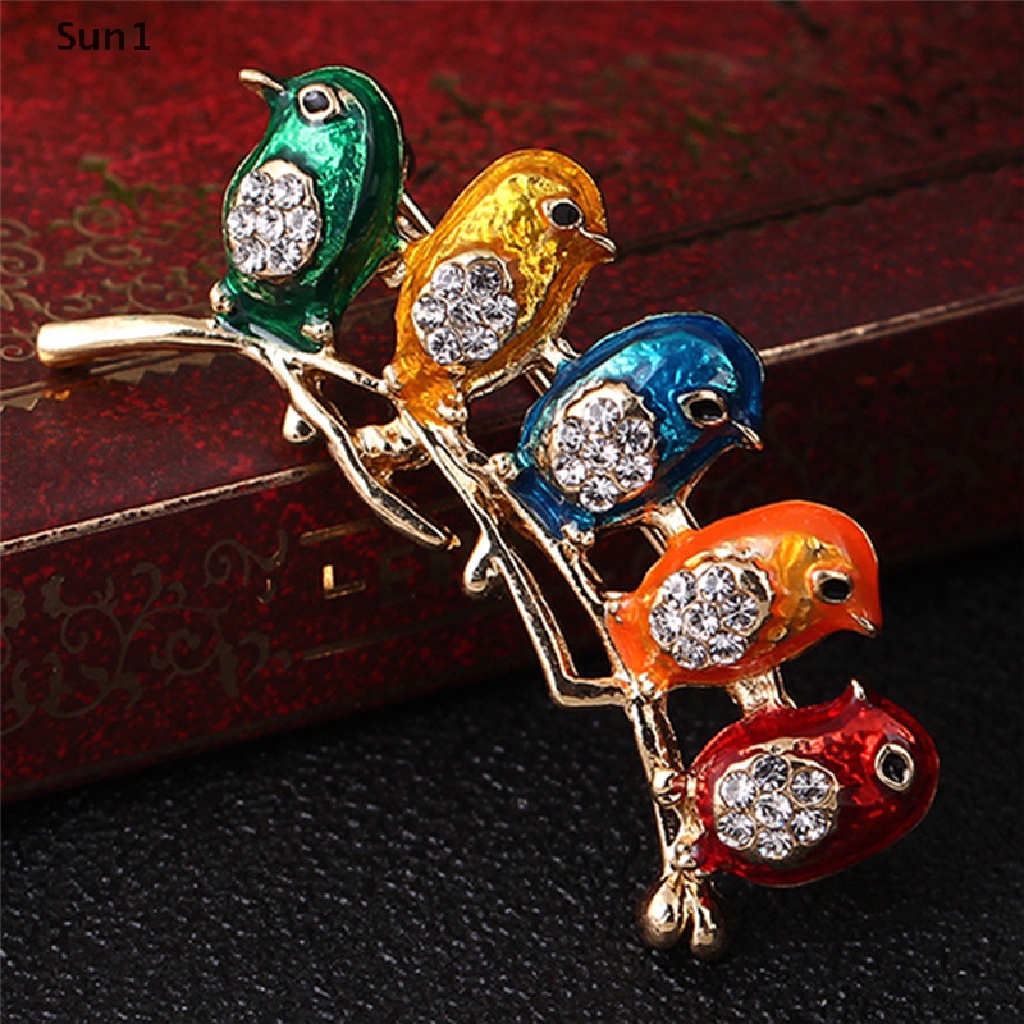 Trâm Cài Áo Hình Chú Chim Tráng Men Đính Đá Pha Lê Thời Trang 1 &gt;