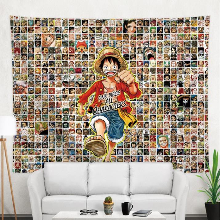 Tranh Vải Treo Tường Decor Anime One Piece Trang Trí Phòng, Bàn Máy Tính - Tặng kèm đèn led và phụ kiện