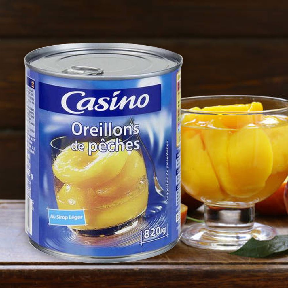 Đào Ngâm Nửa Quả Casino 820g - Casino Peach Light Syrup - Oreillons de pêches