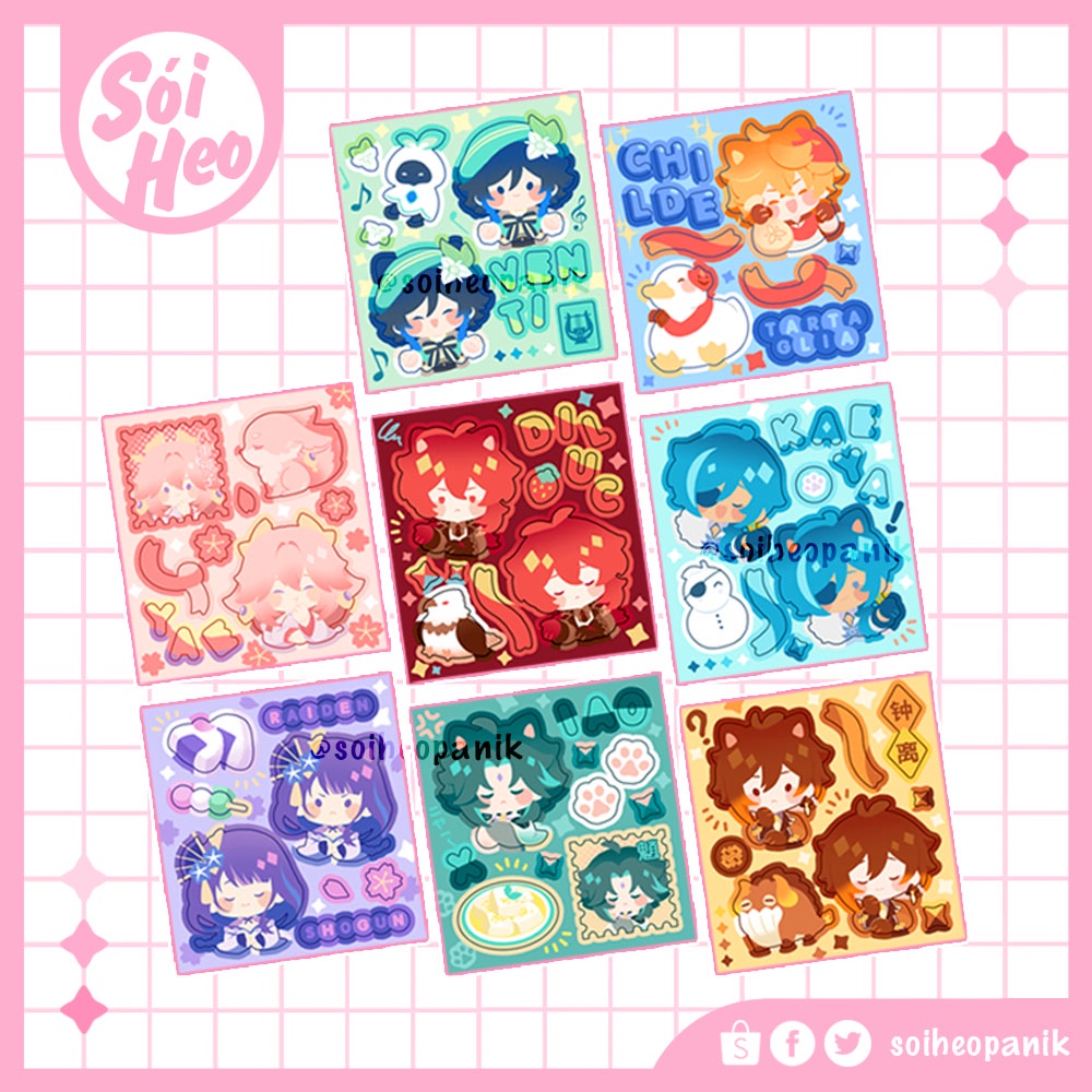 Hình dán/ Sticker trang trí Genshin Impact dễ thương