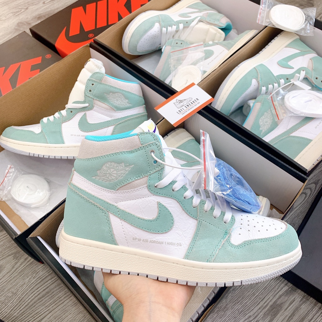 [ẢNH THẬT] Giày Jordan 1 Retro High Turbo Green Xanh Da Lộn Giày Thể Thao Nam Nữ Cao Cổ Full Phụ Kiện