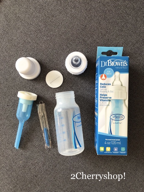 Bình sữa DrBrown cổ hẹp - Bình đơn xanh dương 120ml-250ml