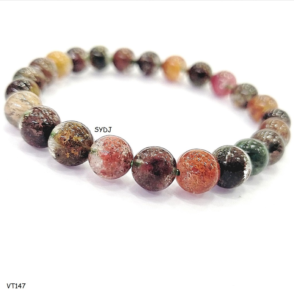 Vòng tay thiên nhiên SENYDA thạch anh Ưu linh đa sắc size 8mm VT147
