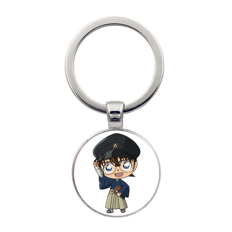 (KL25) Móc khóa tròn kim loại hình DETECTIVE CONAN Thám Tử Lừng Danh 4 mẫu anime chibi xinh xắn độc đáo