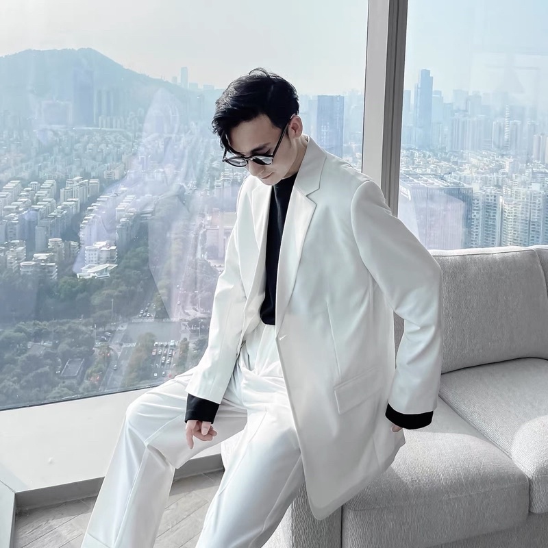 Áo Blazer nam nữ,thiết kế trơn form rộng 2 màu