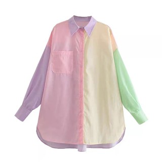 SƠ MI PHỐI MÀU PASTEL XUẤT XỊN ZR DÁNG RỘNG