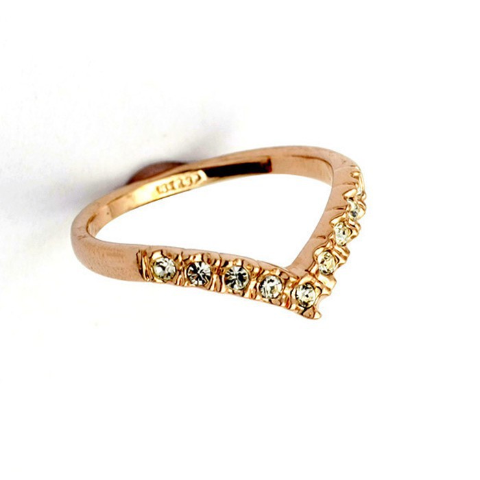 Nhẫn ngón tay Pinkie nạm kim cương / Trang sức đẹp Hàn Quốc / Nhẫn thiết kế hình chữ V độc đáo