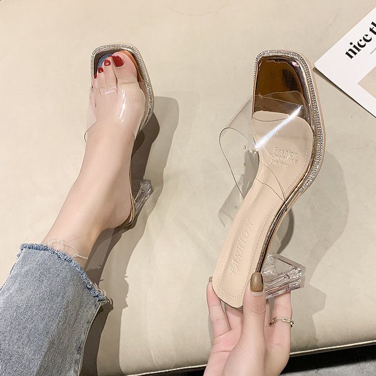 Dép Sandal Cao Gót Trong Suốt Thời Trang Mùa Hè 2021 Sành Điệu